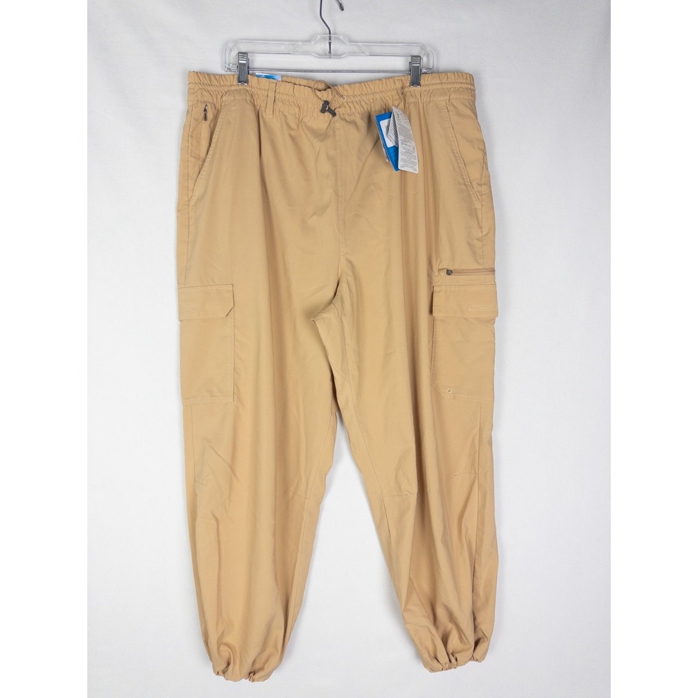 NWT Columbia Joggers Mens 2XL Beige Cargo Utility Omni Shade Drawstring Straight